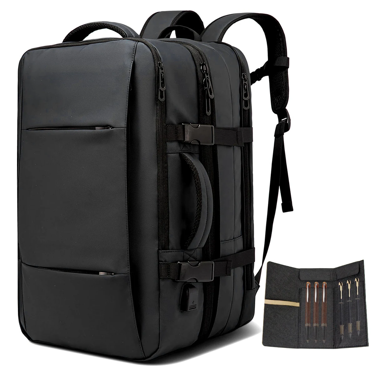 Mochila de Viagem USB Expansível para Homens, Grande Capacidade, Impermeável, Saco De Escola De Moda, 17.3 Saco Para Laptop