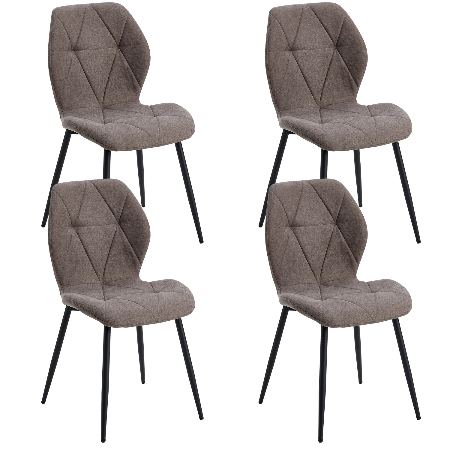 EGOONM Set van 2/4/6 Eetkamerstoelen Gestoffeerde Gewatteerde Linnen Stof Keukenstoelen Metalen Poten voor Balkon Restaurant Eetkamer