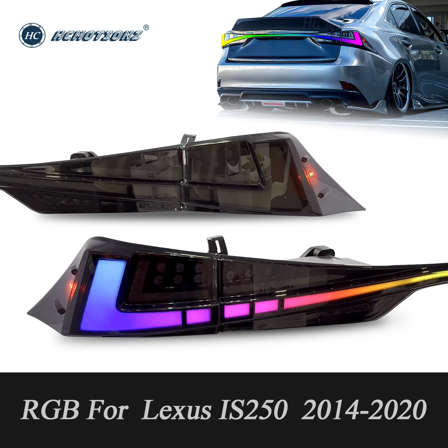 

HCMOTIONZ 2014-2020 RGB LED Tail Lights For Lexus IS 300h New Start UP Animation DRL IS250 300 350 200t F Back Rear Lamp