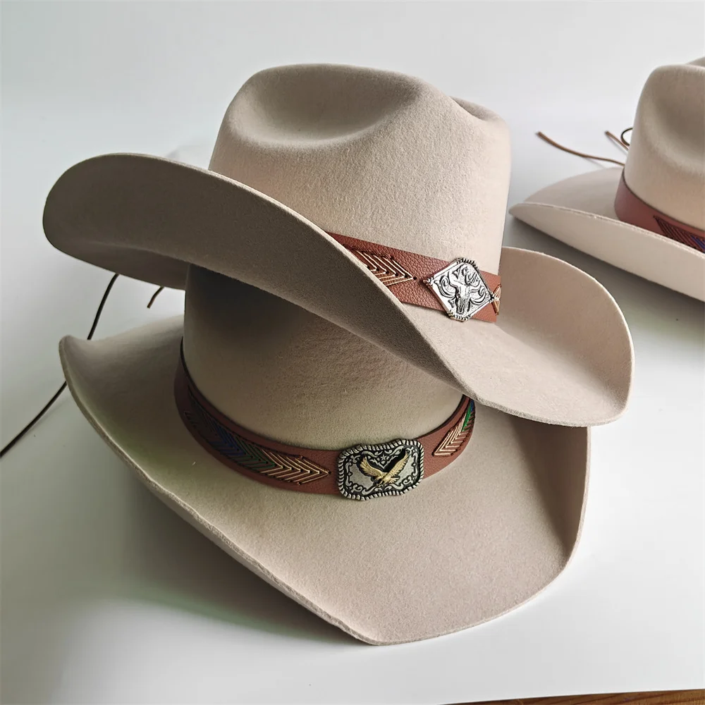 chapeau-de-cowboy-en-laine-unicolore-pour-homme-et-femme-grande-taille-a-large-bord-avec-ceinture-en-feutre-personnalise-pour-l'exterieur-sombrero-homme