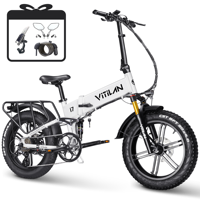 VITILAN i7 Pro 3.0 Electric Bike Adults Folding 750W Eiwol Motor Fat Tire Ebike Removable 20AH SAM-Sung Cell Battery Full Suspen