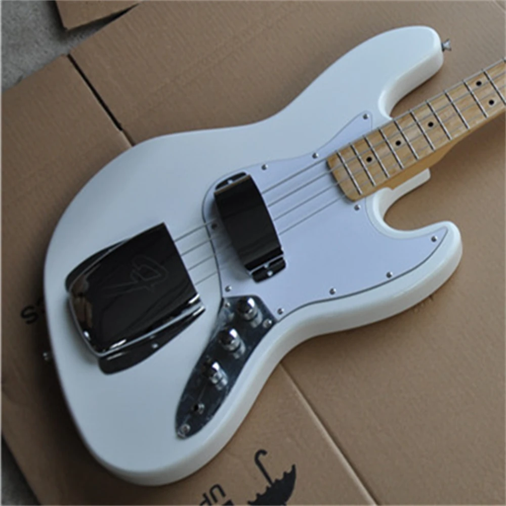 

High-quality bass electric guitar with 4-string white