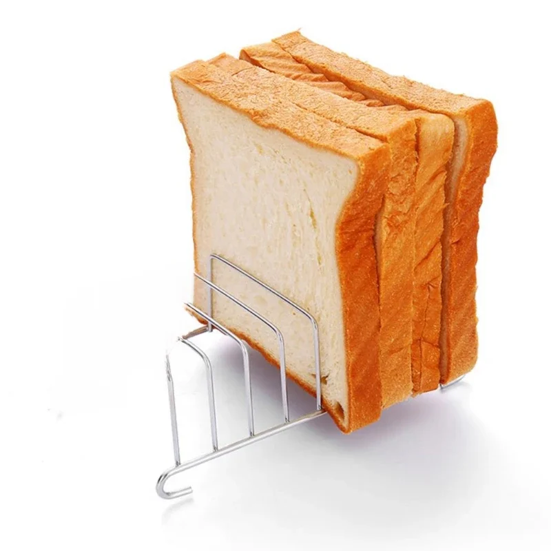 Support à pain grillé et à pain en acier inoxydable, outil d'affichage alimentaire rectangulaire à 8 fentes pour accessoires de friteuse à Air