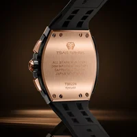 TSAR BOMBA TB8224Q Men's Rose Gold Tone Tonneau Quartz Chronograph Watch, Sapphire Crystal, 5ATM Water Resistant, Business Style photo 6