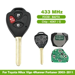 CN007044 Remote Smart Key Fob 3 Button For Toyota Hilux Vigo 4Runner Fortuner 2003-2011 FCCID B42TA 433MHz 4D67 Chip