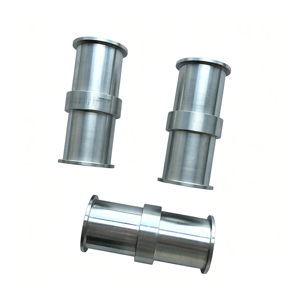 Custom CNC-machined stainless steel precision fittings: non-standard hardware components with internal and external threads