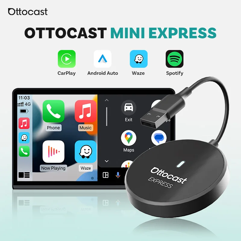 OTTOCAST Express MINI 2 in 1 Cablato a Wireless CarPlay Android Auto Adattatore Dongle Accessori Auto per Toyota Honda Nissan Suzuki