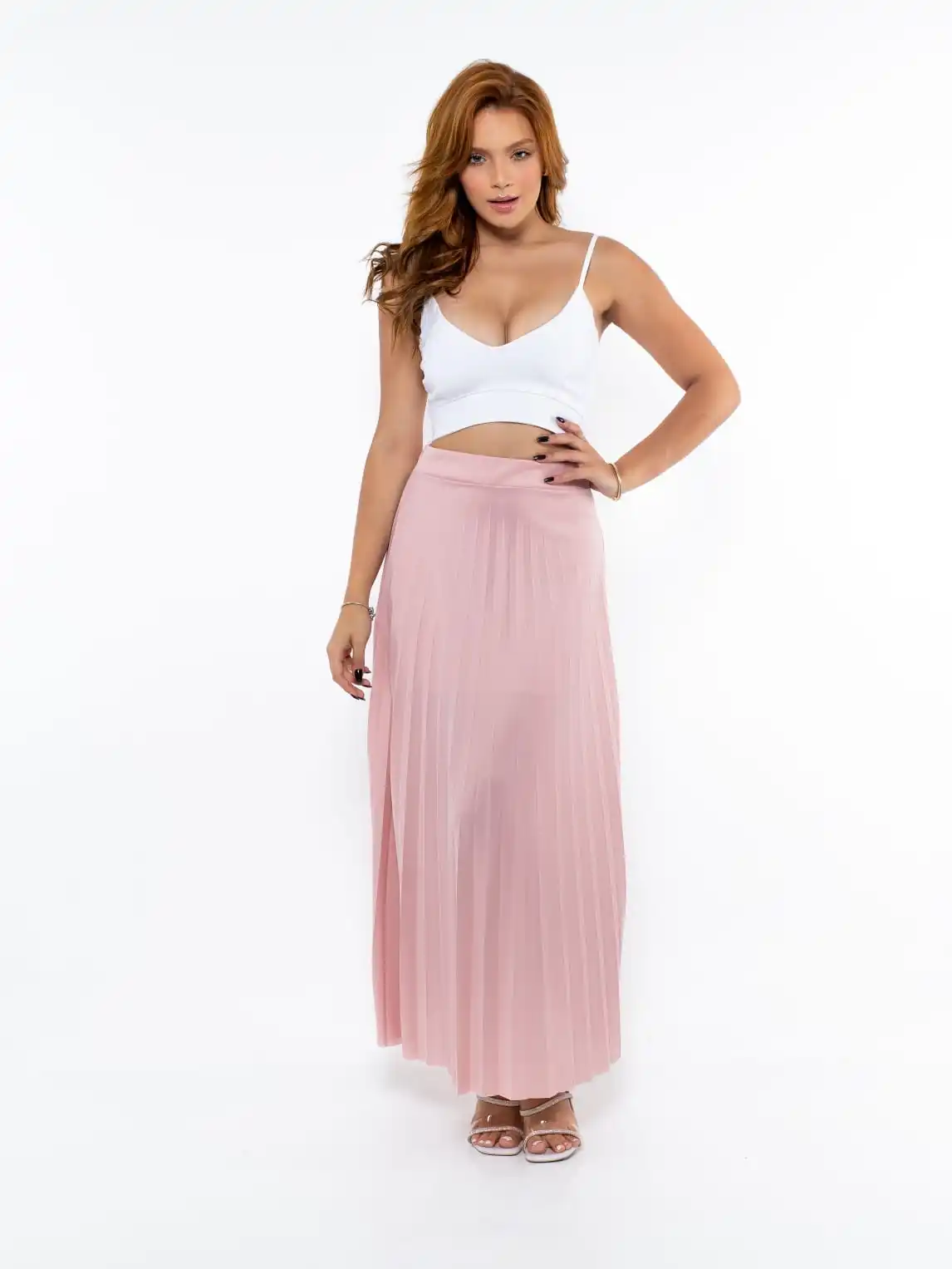 Plain Long Pleated Skirt-Women's Fashion