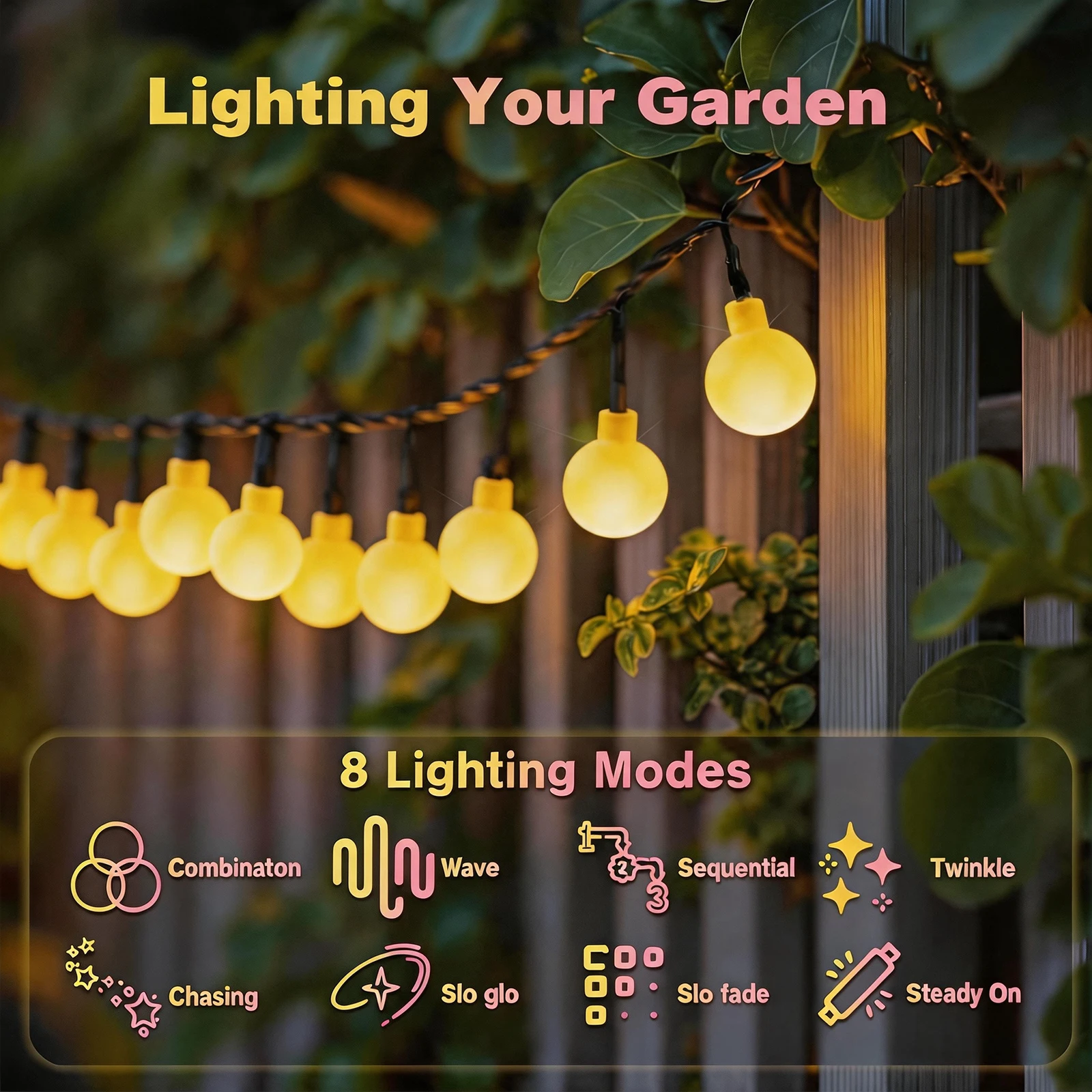 Solar String Lights Globe Fairy Lights Solar Powered 5/7/12M 20/50/100LED IPX4 for Garden Bedroom Wedding Party Christmas Decor