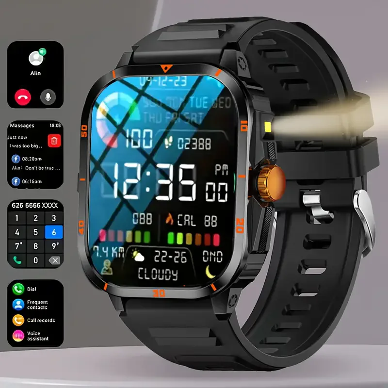 جديد الأصلي وعرة العسكرية الرجال ساعة ذكية بلوتوث دعوة اللياقة البدنية ساعة مساعد صوتي مقاوم للماء الرياضة Smartwatch لشاومي