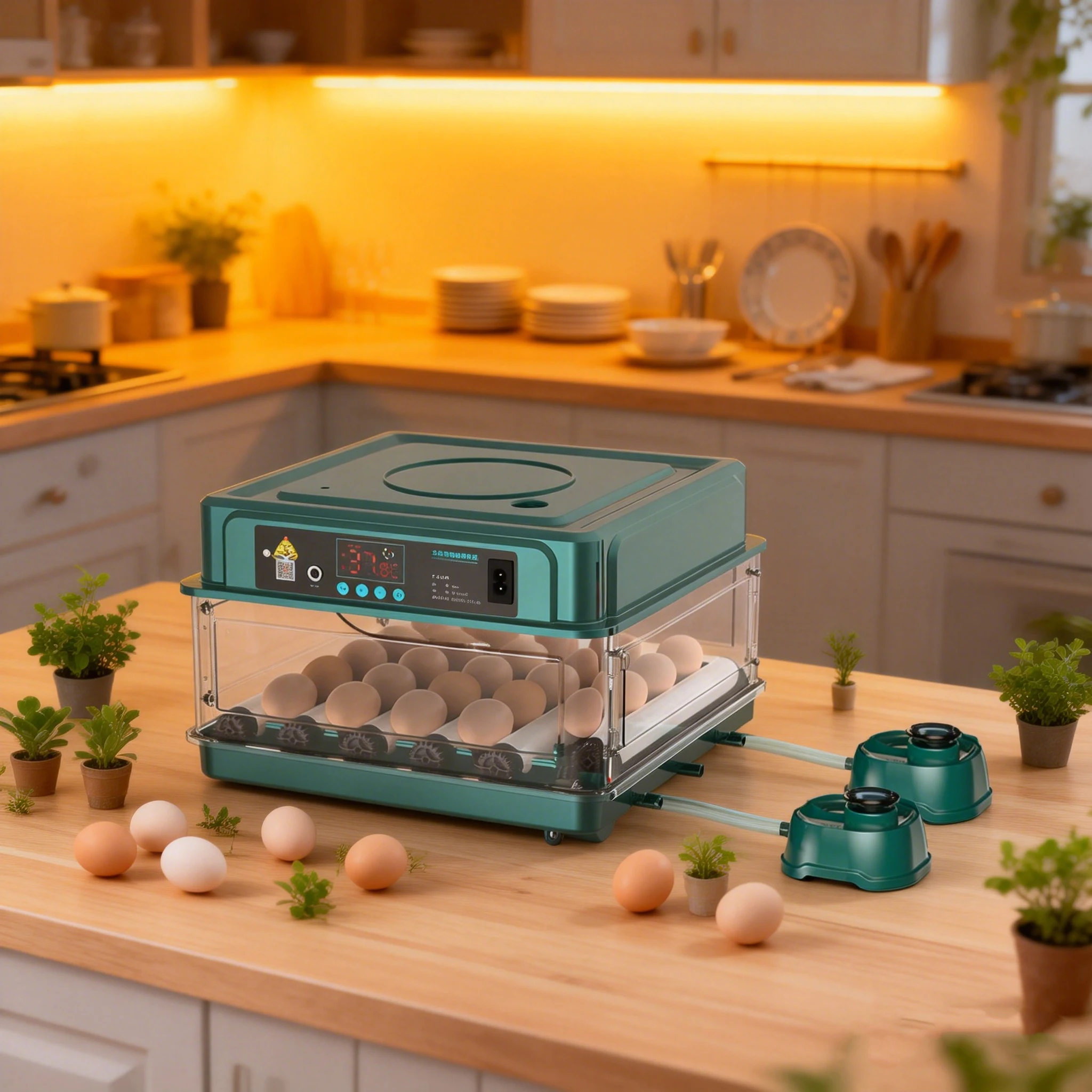 Incubadora de 15/30 Huevos, con Agua Automática, Volteo Automático de Huevos, Control Automático de Temperatura, con Protección de Doble Alimentación, para Pollos, Gansos, Aves y Codornices