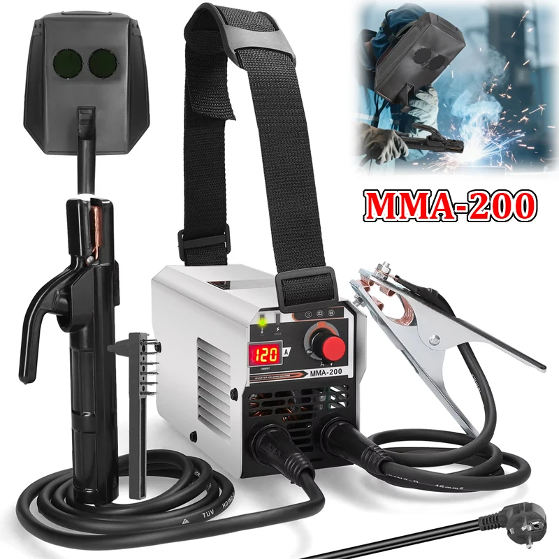 MMA-200 Elektrische lasinverter MMA Arc Mini-lasmachine Stroomregelbare lasmachine met elektrodehoudermasker