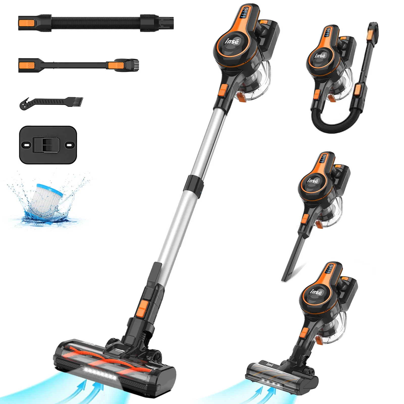 Aspirapolvere portatile senza fili INSE 50Kpa Aspirapolvere senza fili S680, batteria 8*3000mAh 60 minuti, 1,2 L