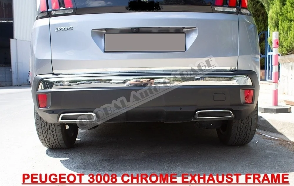 For Peugeot 3008 Chrome Exhaust Chrome 2016 2017 2018 2019 2020 High Quality Rear Diffuser Exhaust Look Image Ornament Car Auto