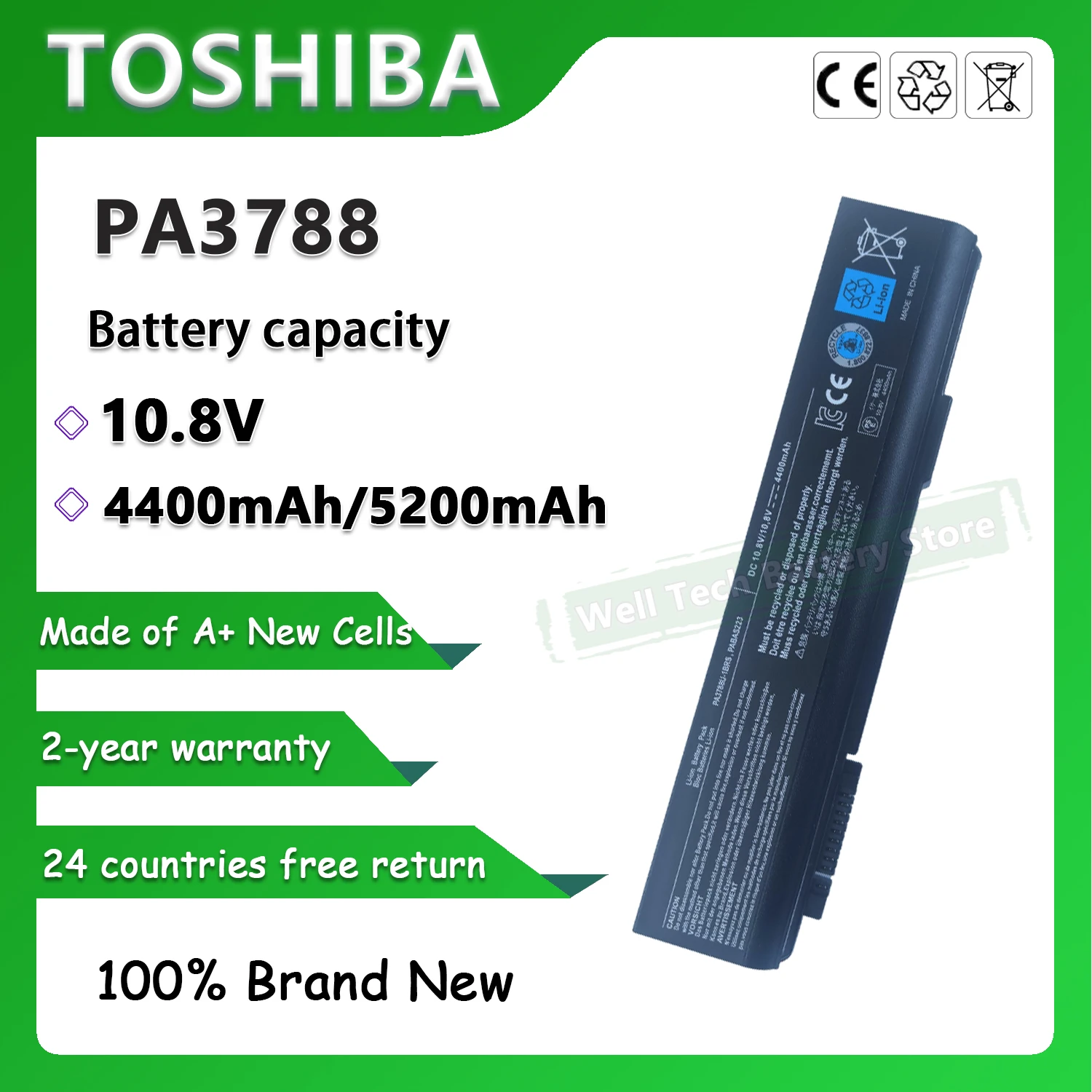 PA3788 Laptop Battery for TOSHIBA Tecra A11 A11-001 A11-00N A11-00P A11-00Q A11-10D A11-10E A11-110 A11-113 A11-114 A11-11E