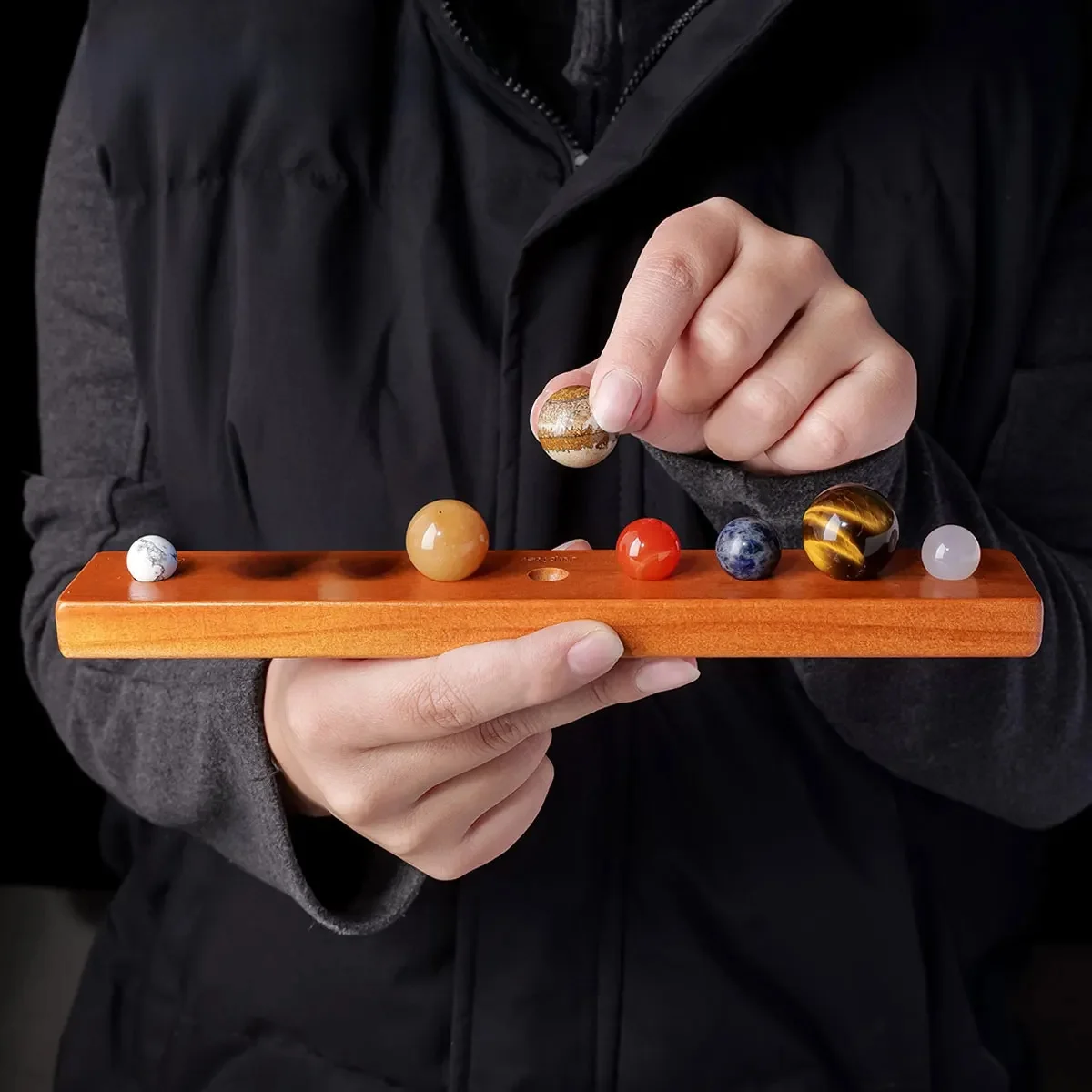 Pierres originales rondes en cristal naturel, ensemble de boules de cristal de neuf planètes du système solaire, joli cadeau pour la journée des enfants