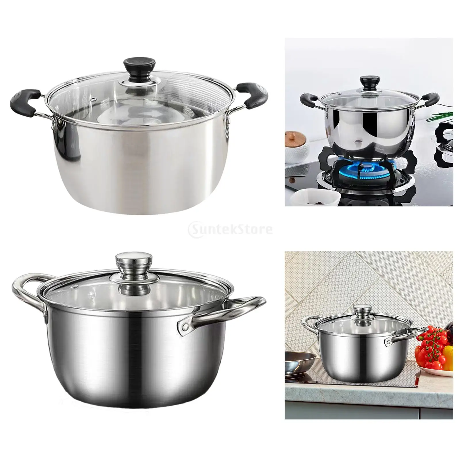 Stainless Steel Stock Pot Fashion Deep Soup Pan for Stew Vegetable Breakfast Universal Base Soup Pot Soup Pan Large Capacity