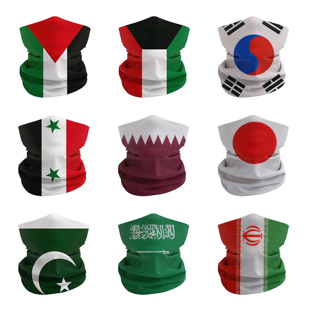 Asian National Flags Bandana Palestine Iran Saudi Arabia Qatar Korea Women Cycling Hiking Neck Gaiter Men Seamless Headwear