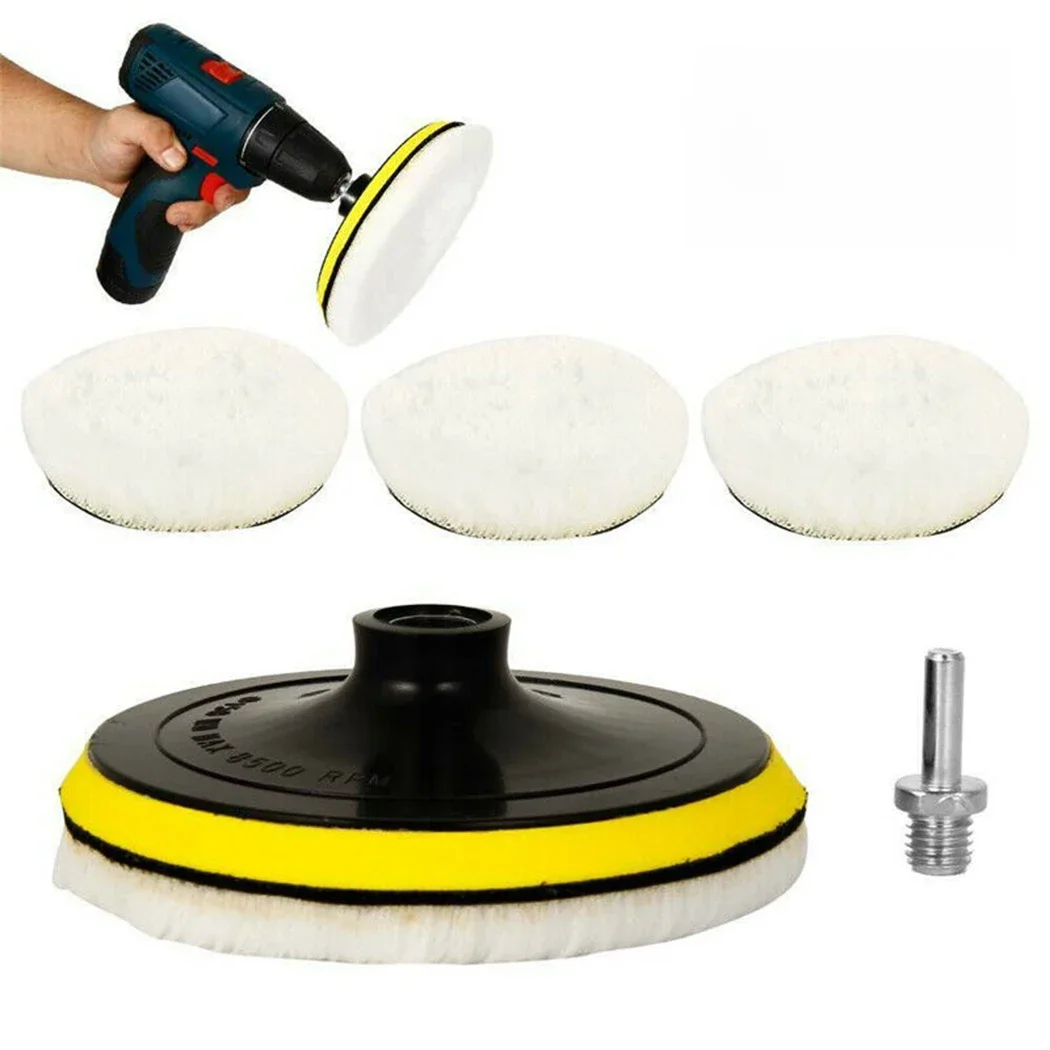 Flocagem Lixar Disco para Elétrica Drill Polisher, Hook e Loop Backing, lustrando Pads, Lã Polimento