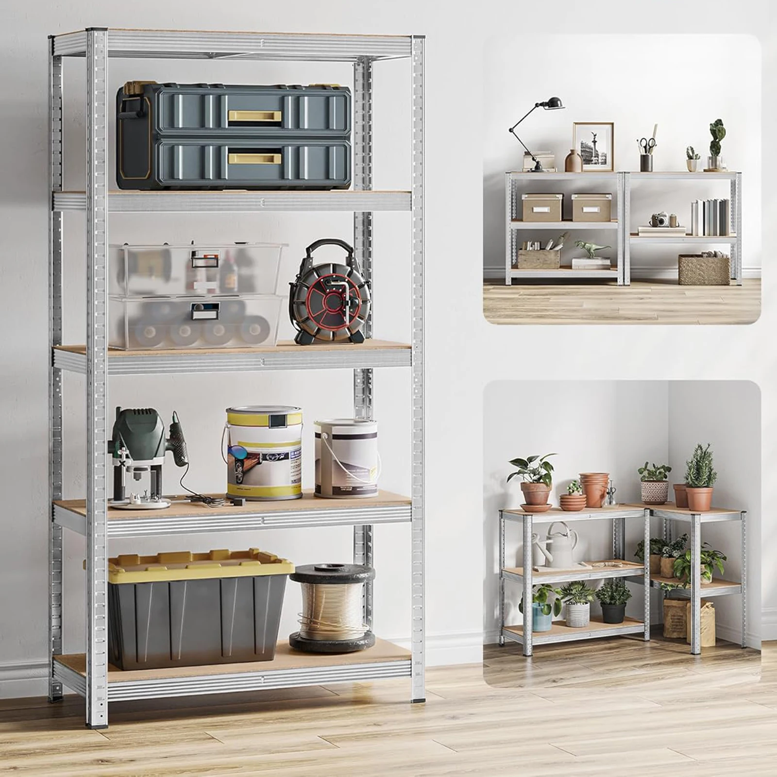 Scaffalatura robusta, dimensioni 180 x 90 x 40 cm, capacità di carico 875 kg, ripiani regolabili senza bisogno di bulloni, unità di stoccaggio a 5 liv