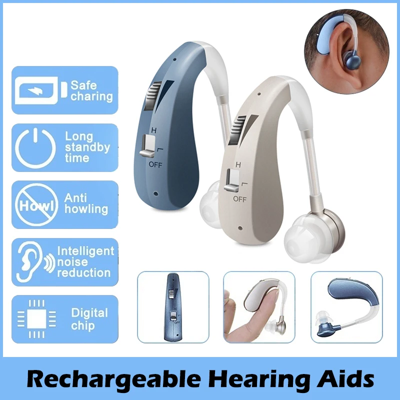 

Rechargeable Mini Digital Hearing Aid Listen Sound Amplifier Wireless Ear Aids for Elderly Moderate to Severe Loss audifonos