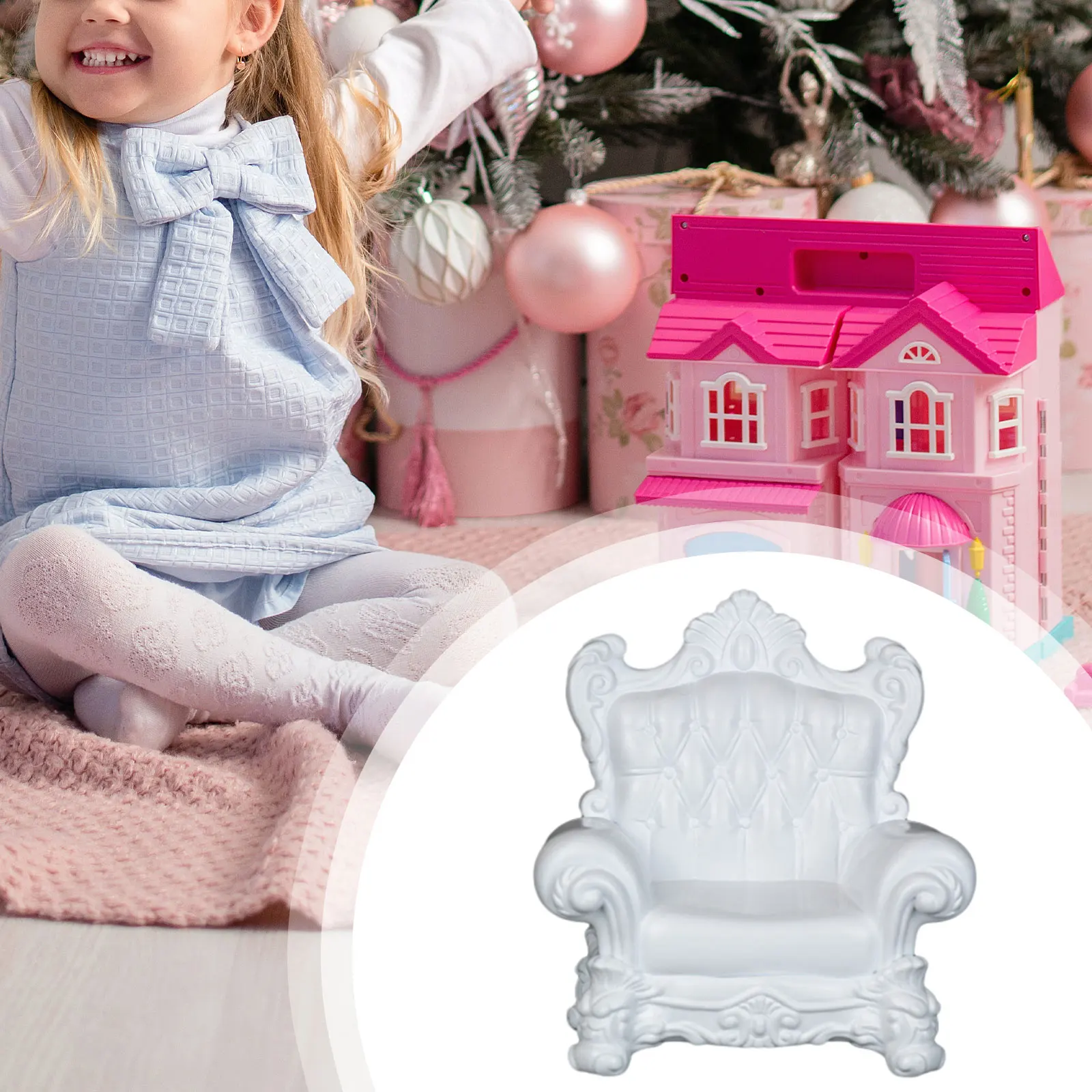 1:12 Dollhouse Sofa Model, Miniature Living Room Furniture Pretend Play Mini Sofa Chair with Armchair for Railway Station