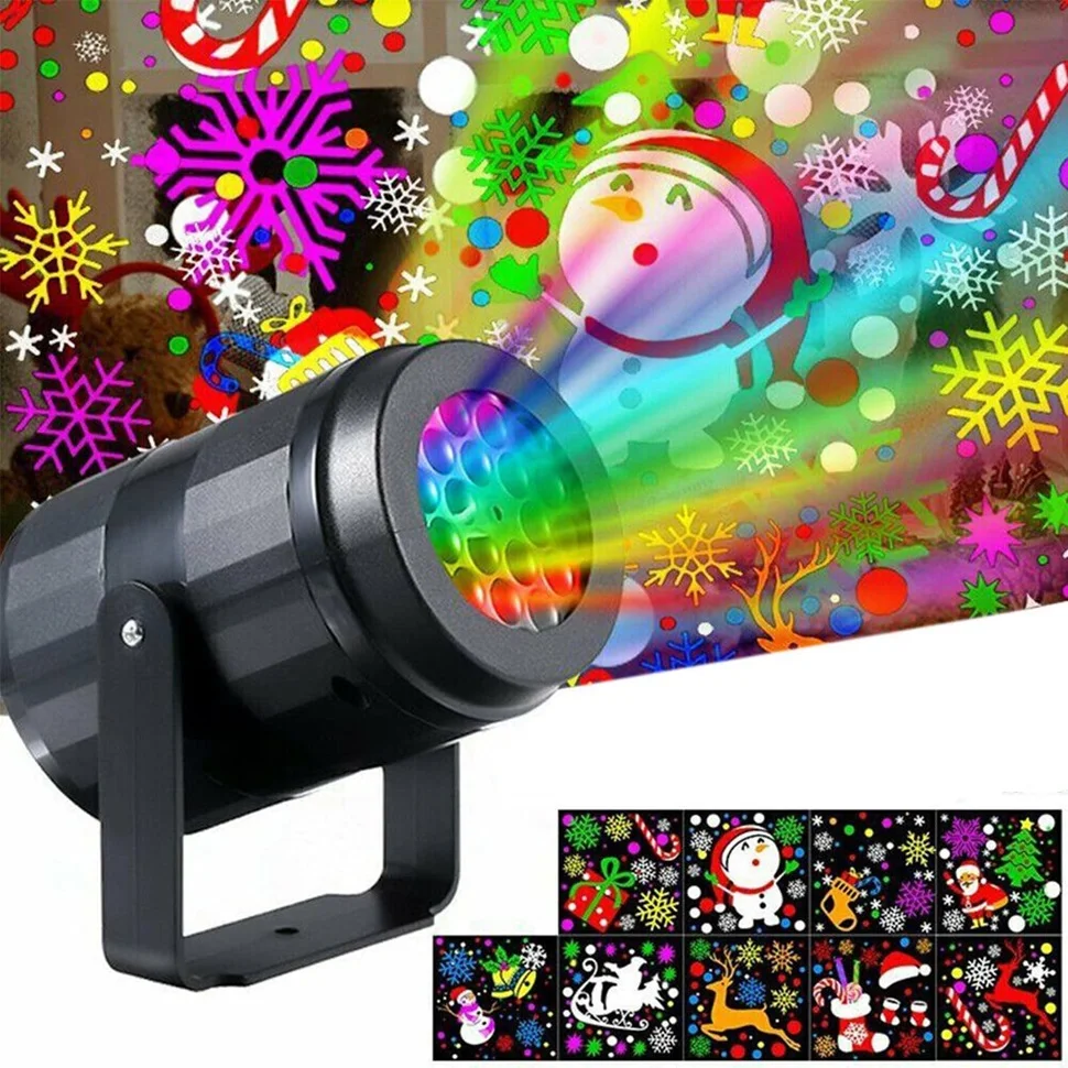 

LED Snowflake Christmas Projector Light Snow Light Garden Christmas Party Decoration 16 Pattern Projector Light