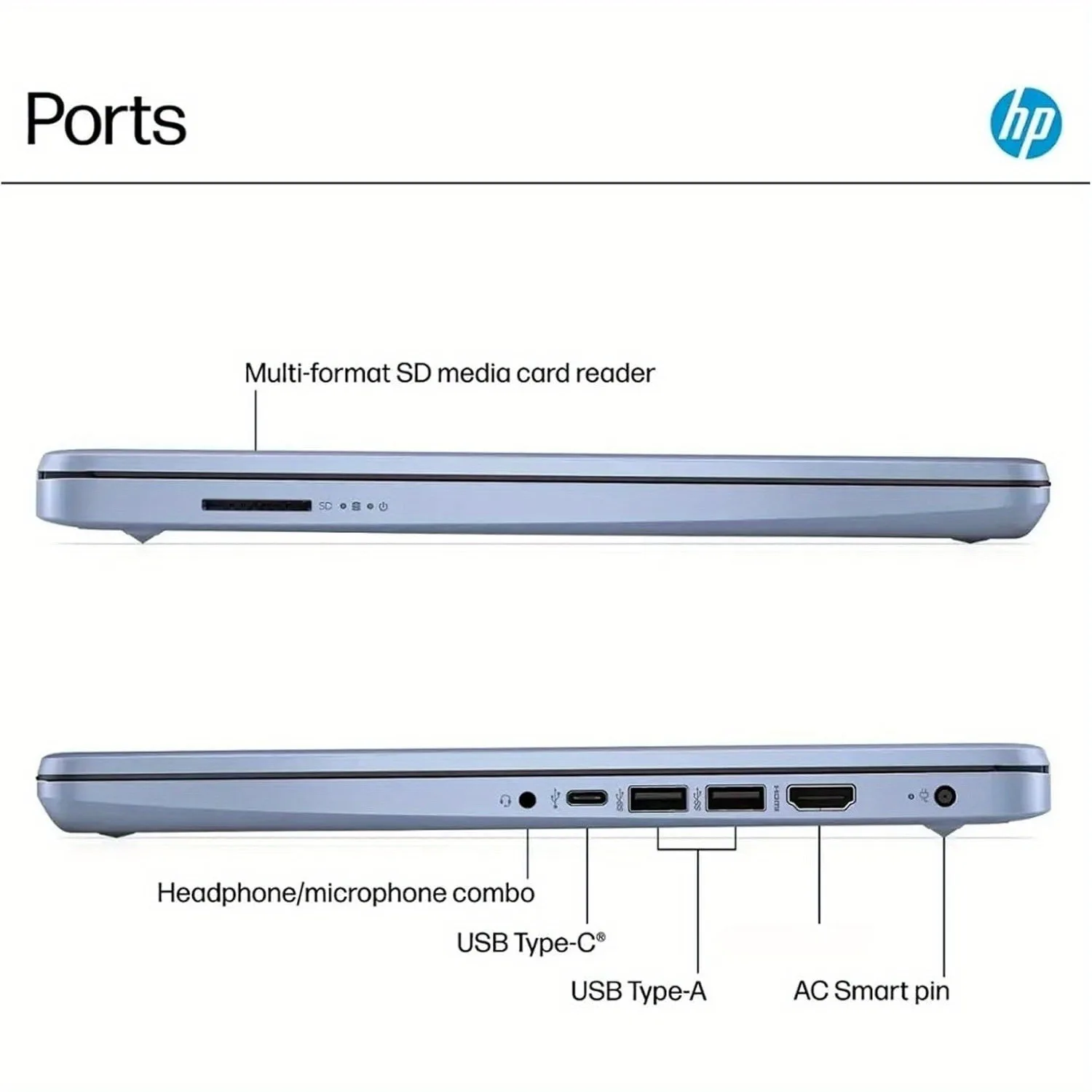Portátil ultraligero HP LED HD de 14" con Microsoft 365 de 1 año, procesador Intel N150, 4 GB de RAM, 128 GB UFS, Windows 11 Home en modo S