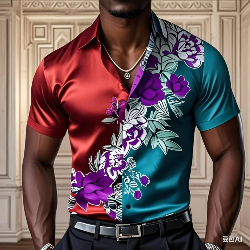 Men's shirt floral casual comfortable button long sleeved shirt party gift four season collar high-quality shirt