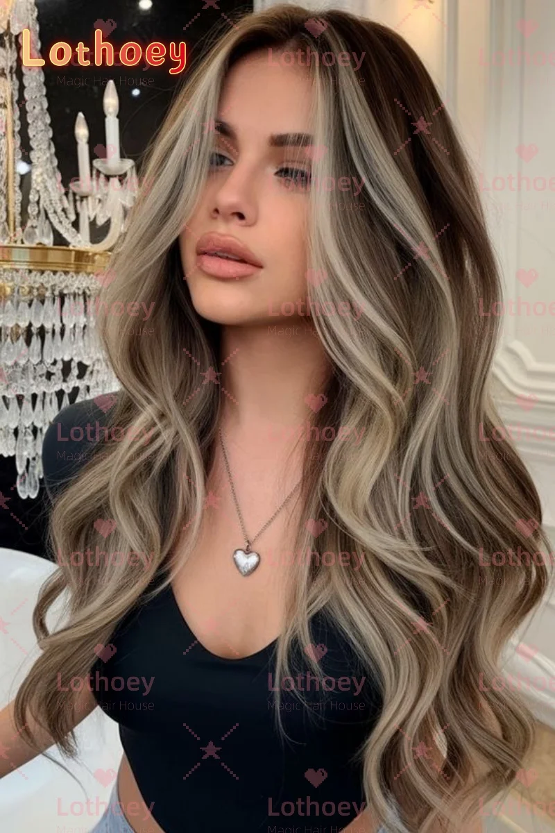 High Quality Brown Mix Light Blonde Wig Body Wavy  Lace Front Wig Glueless Wig Soft Wig for Women Lothoey