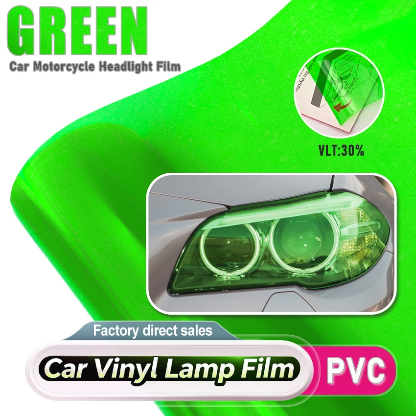 Colorful Headlight Tint Film Vinyl Wrap Car Lamp Sticker Green Light Changing Film Auto Styling Accessories Scratch Resistant