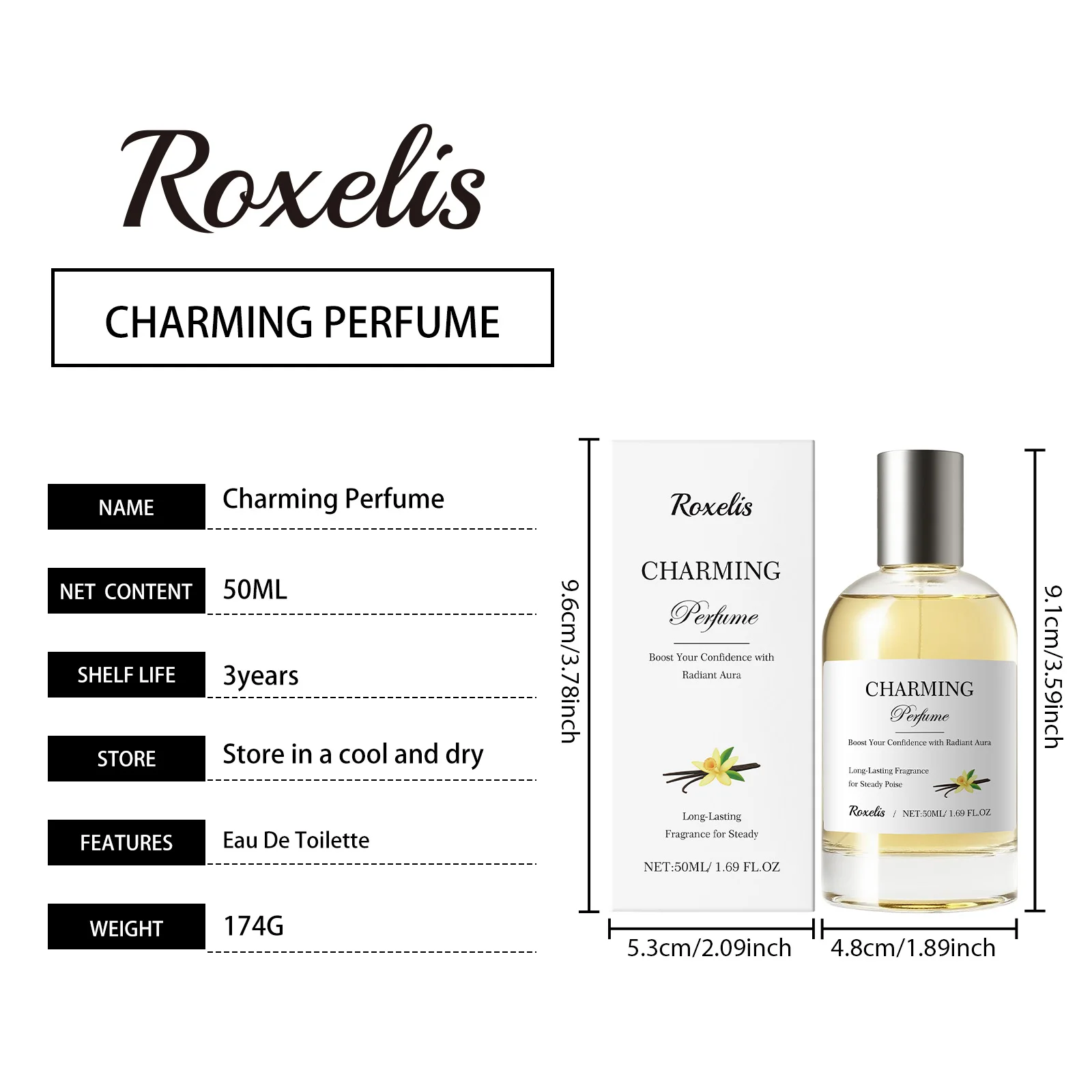 Roxelis 50ml ámbar vainilla Perfume Spray mujeres encantadoras fragancia duradera elegante refrescante aroma citas ámbar Perfume Spray