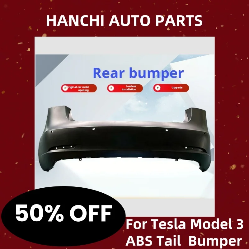 HANCHI Rear Bumper for Tesla Model 3 2016-2023 ABS Car Tail Bumper for Collision Prevention Car Accessories