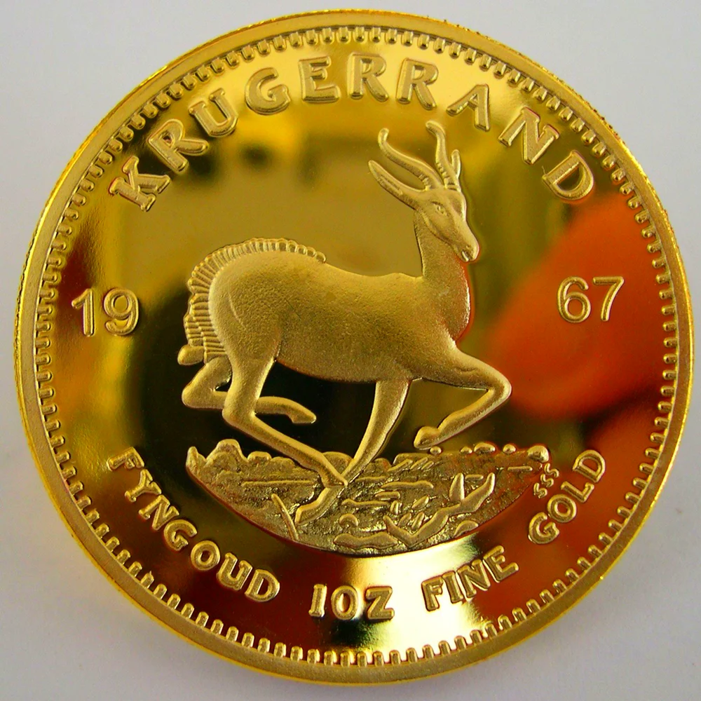 5 piezas 1967 moneda Krugerrand de oro sudafricana 4 cm réplica de moneda de oro accesorio de cosplay