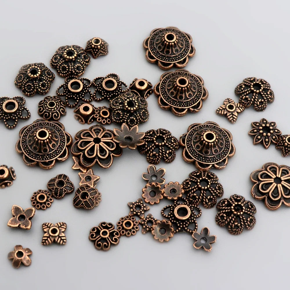 150 sztuk mieszane tybetańska miedź Vintage Metal luźne koraliki dystansowe czapki do tworzenia biżuterii DIY znalezienie akcesoria dostaw hurtowych — zdjęcie 2