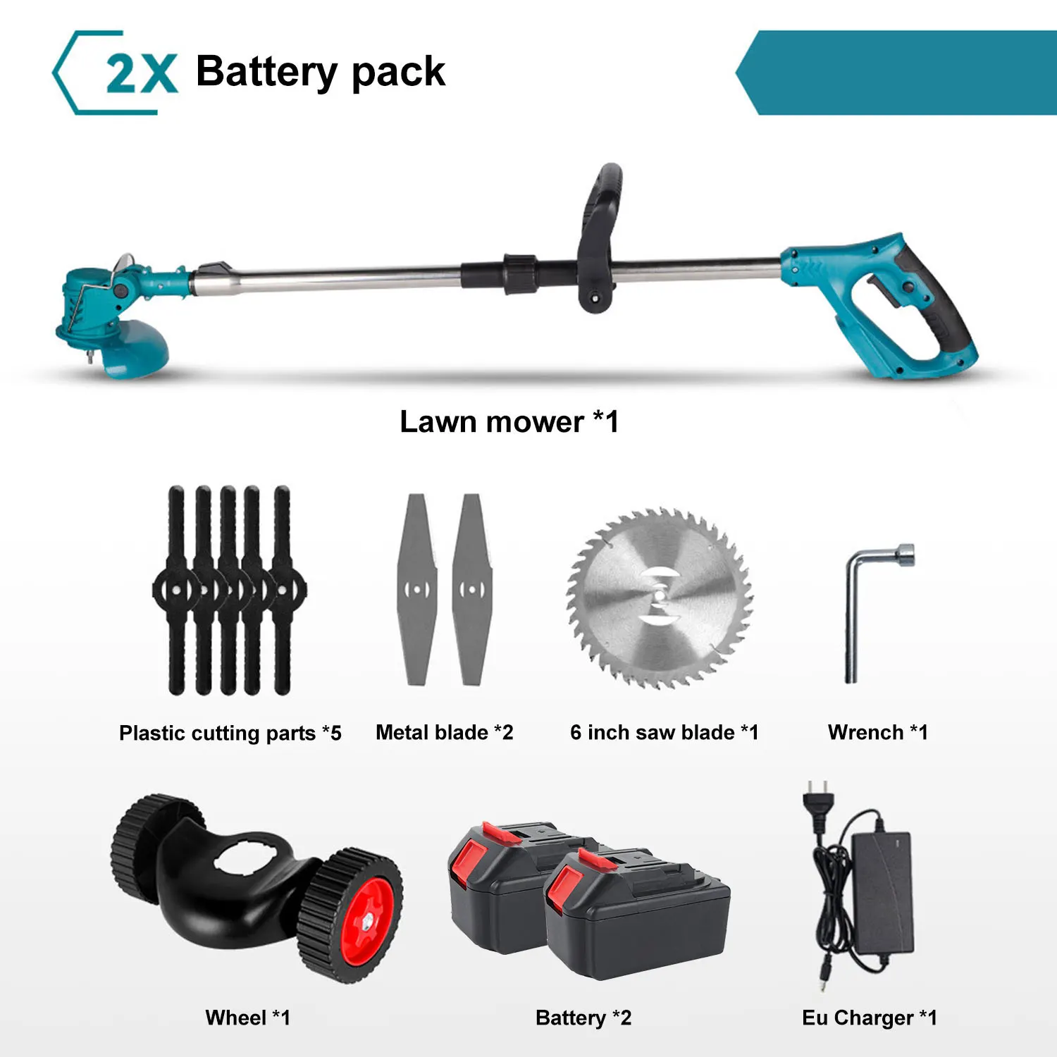 125mm Draadloze Elektrische Grasmaaier Opvouwbare Lengte Verstelbare Grastrimmer Weed Wacker Tuingereedschap Voor Makita 21V Batterij Pins - afbeelding 1