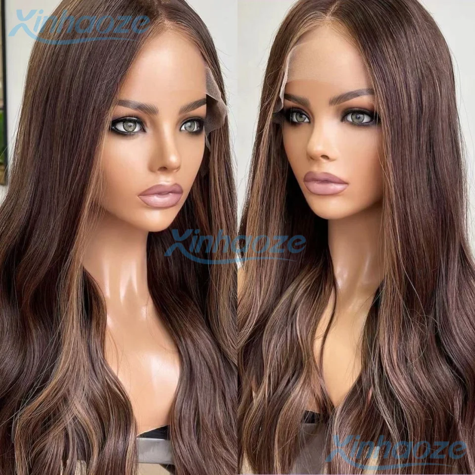 

Натуральные волнистые темно-коричневые человеческие волосы, бесклеевые 5x5, шелковые парики с застежкой сверху, предварительно сорванные бразильские 13x6/360, кружевные фронтальные парики