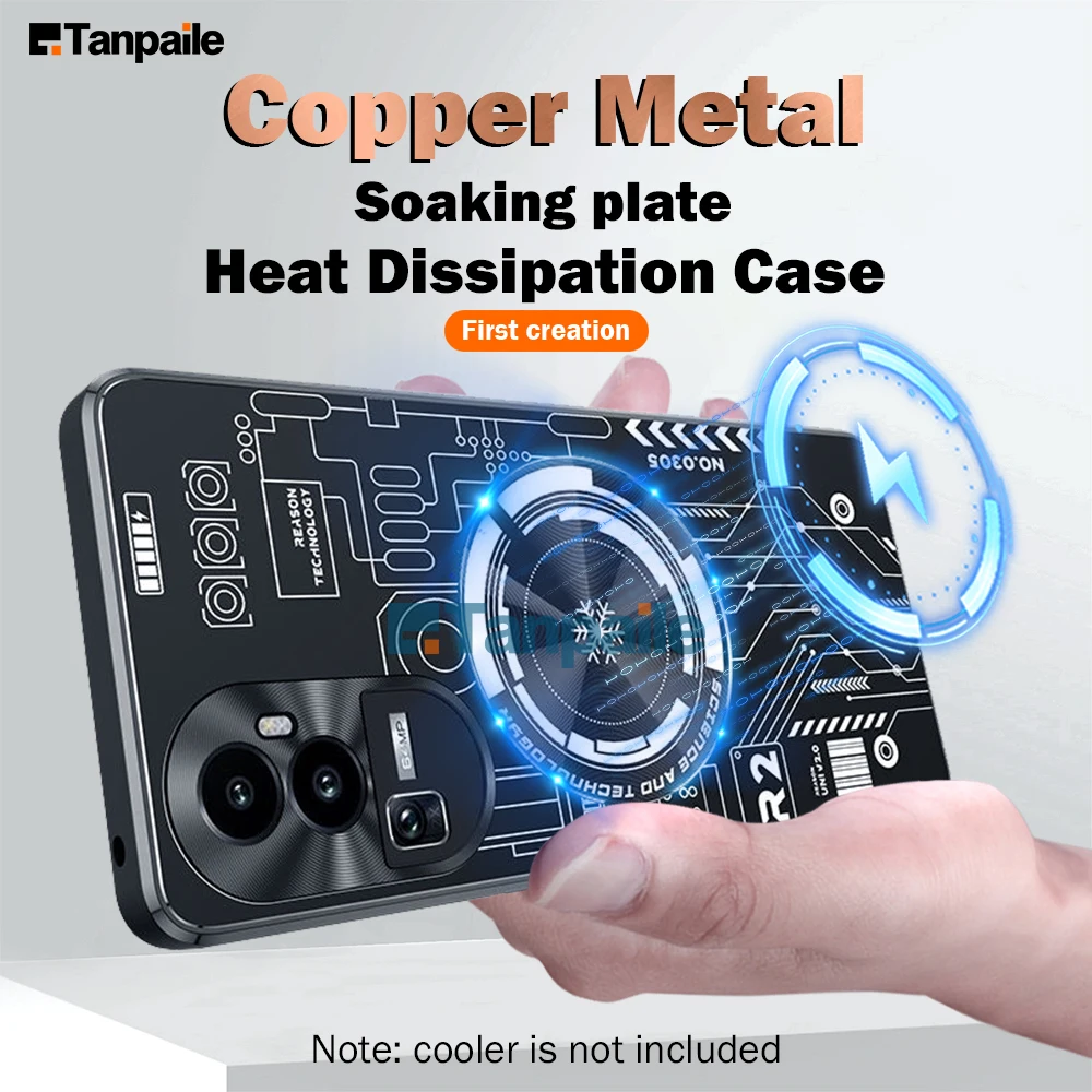 

Tanpaile Magnetic Cooling Phone Case For Oppo Reno 10 Pro Pro+ 9 8 Plus Shockproof Copper Heat Dissipation Metal Back Cover