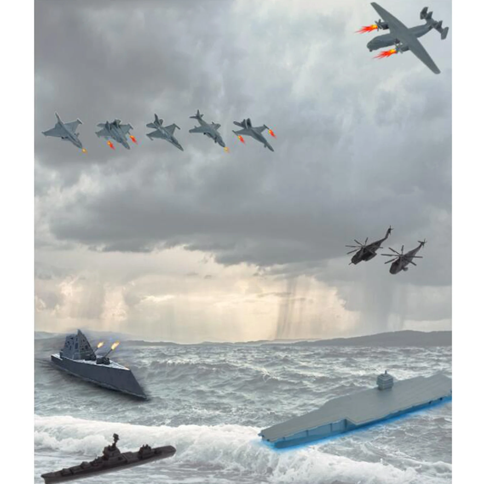 17x Naval Ship Naval Ship Toy Set with Small Scale Model Planes and Supply Ship Fun Gift