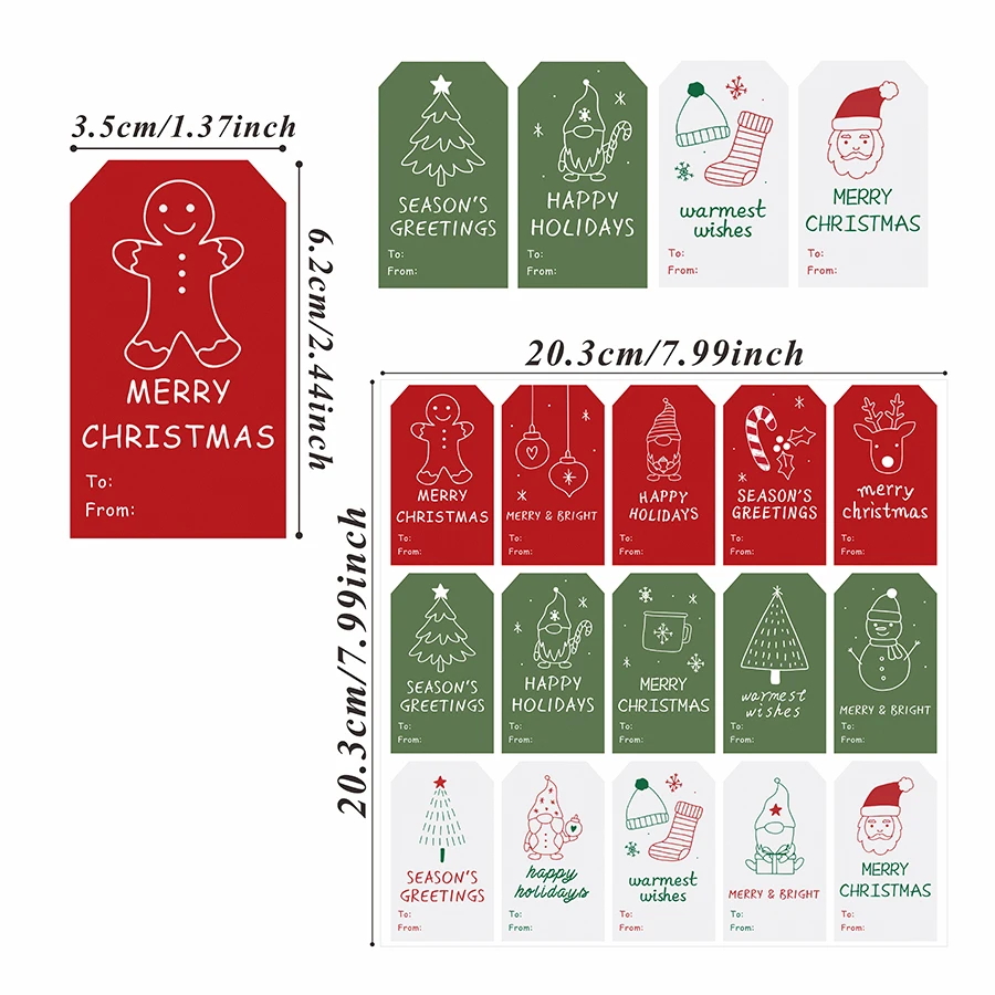 75 Pcs Christmas Gift Tags Stickers -  Doodle Sticker Labels for Personalizing Your Holiday Presents - Spread Joy and Cheer