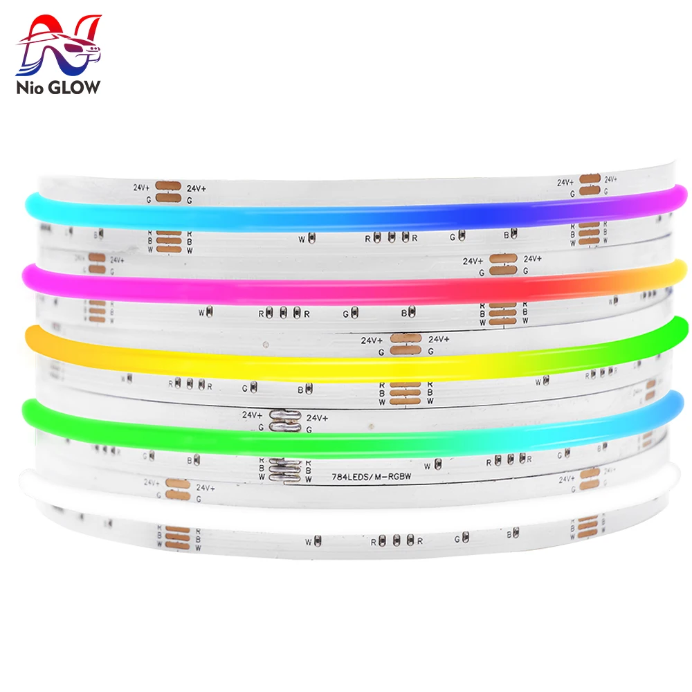 

FCOB RGBW LED Strip 5-Pin 12mm Width, DC24V 784 LEDs RGB CW WW Flexible FOB RGBCW FOB RGBNW Linear Lights High High-Density LED