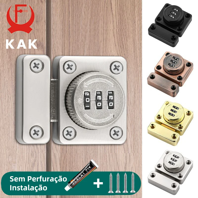 Kak fechaduras com senha de armário de segurança de 3 dígitos, trava de porta sem chave, código de combinação, fechadura de segurança infantil, antifurto