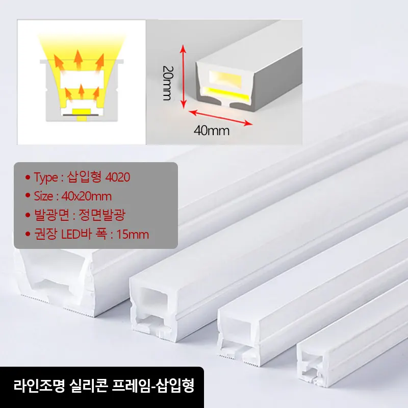 LED Bar Flexible Silicone Tube Frame Insertion Q-4020 front light emitting line lighting silicone heat Sinner