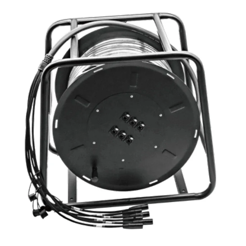 6 Multi-Channel 30m CAT6 Snake Cable With Reel Car For AV Events SF/UTP Double Shield Multi-Stranded Pure Copper RJ45 Gigabit