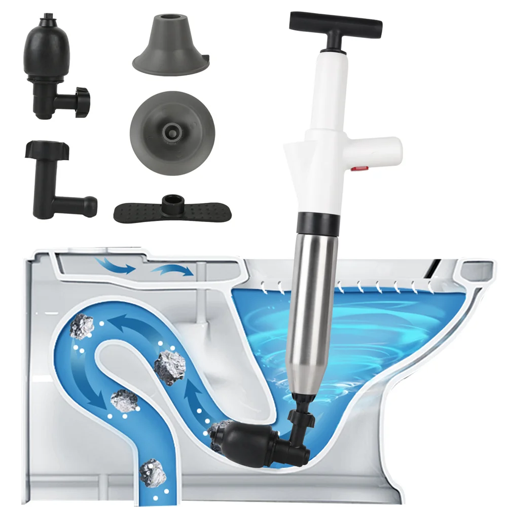 Stantuffo professionale per tubi ad alta pressione Stantuffi per WC Pompa Air Blaster Sblocker per tubi flessibili Scarico Lavelli Pistola per pulizia Vasca da bagno