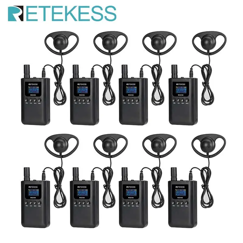 

Retekess TT125 Whisper Wireless Tour Guide System Audio Guide Set For Church School Tour Excursion Museum Factory 8 Receivers