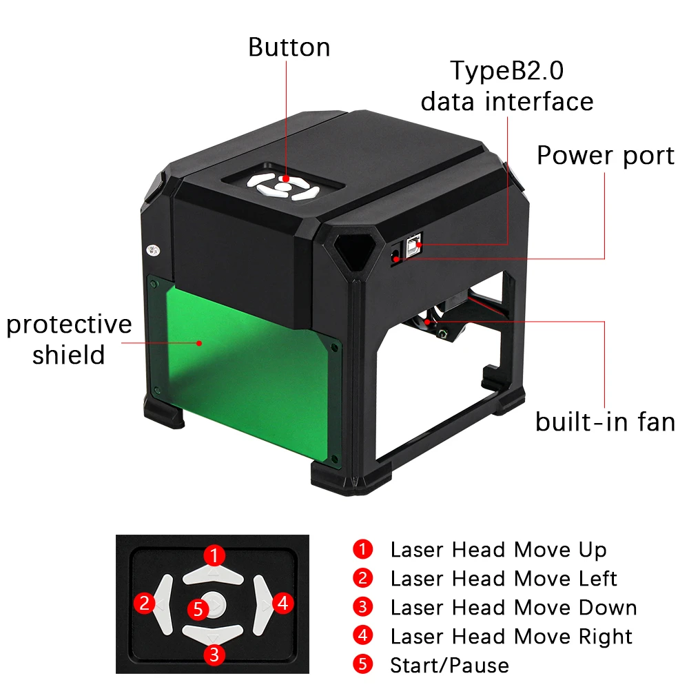 Imagem -04 - Mini Gravador a Laser com Bluetooth sem Fio Máquina de Gravura Cnc Impressora Desktop Plástico Carpintaria 3000mw