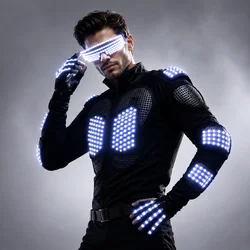Fashion LED Armor Light Up Jackets Costume Glove Glasses Led Outfit Clothes Led Suit For LED Robot suits
