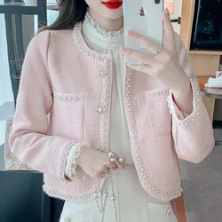 Nail Bead Fragrant Style Coat Women's Spring Autumn 2023 New Short Round Neck High Grade Tweed Jacket