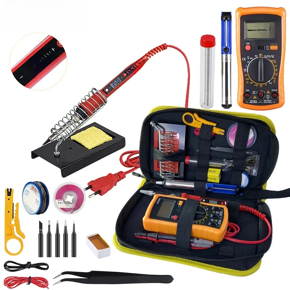 JCD 908S Zestaw lutownicy elektrycznej 80W 220V 110V Regulowana temperatura Narzędzie do naprawy spawania DIY LCD Multimetr cyfrowy — zdjęcie 2